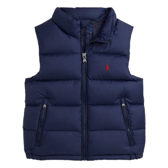 Chaqueta de plumón sin mangas con logotipo Fibras recicladas | Azul Marino