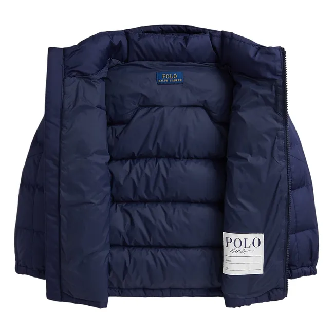 Recycelte Faser Logo Daunenjacke | Navy