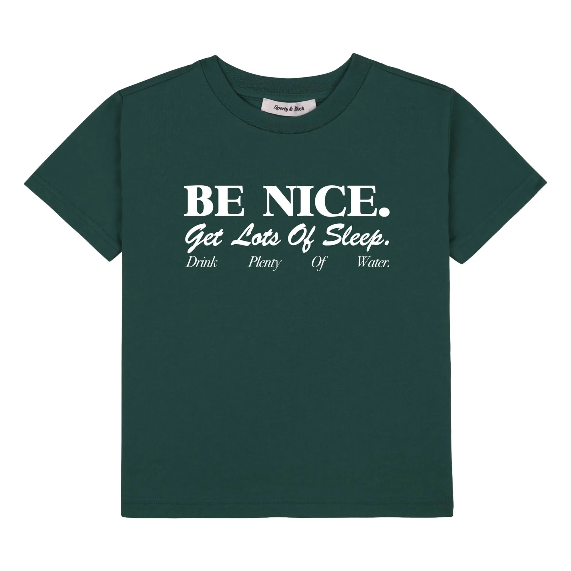 Sporty & Rich Unisex Kids Dark Green Be Nice T-Shirt Recycled Cotton