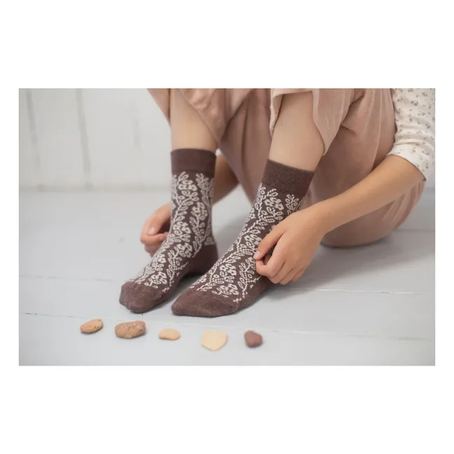 Lot de 3 Paires de Chaussettes Fleuries | Prune