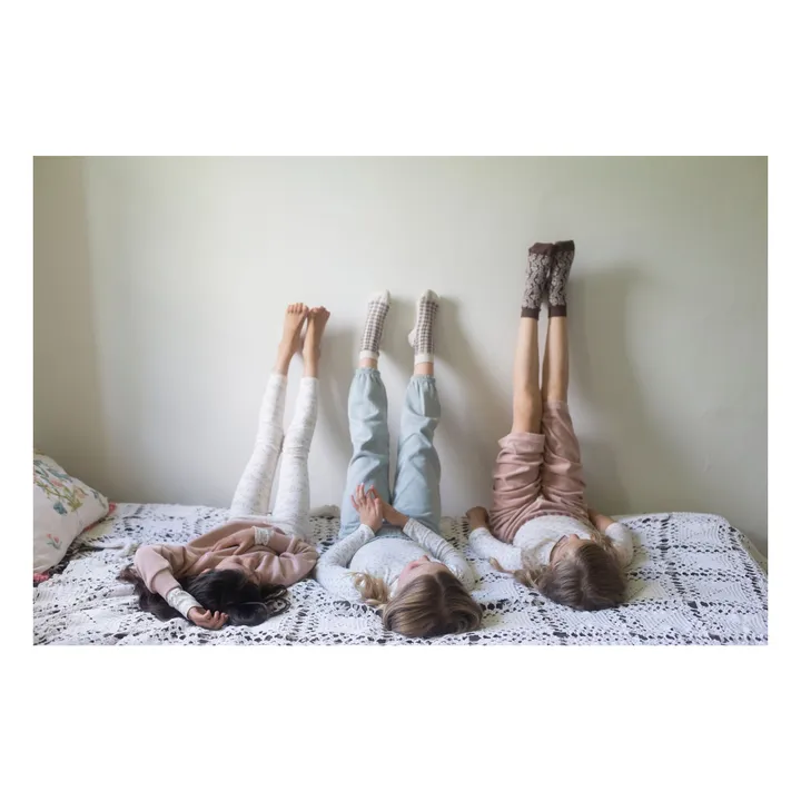 Set of 3 Pairs of Flowery Socks | Plum- Product image n°6