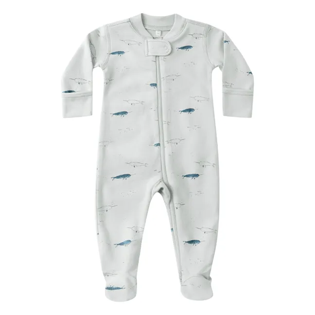 Narvals Organic Cotton Footed Jumpsuit | Light Blue