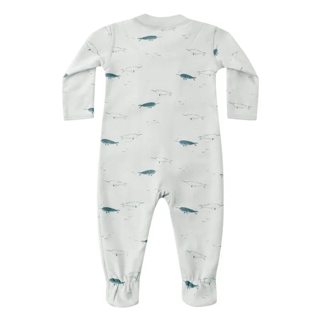 Combinaison à Pieds Narvals Coton Bio | Bleu Clair