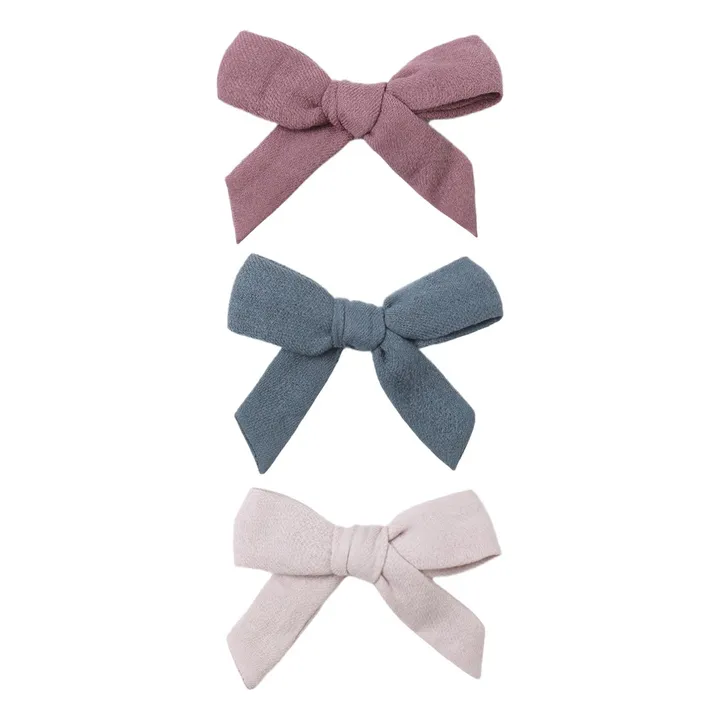 Lot de 3 Barrettes Nœuds Gaze de Coton Bio | 	Lilas- Image produit n°0