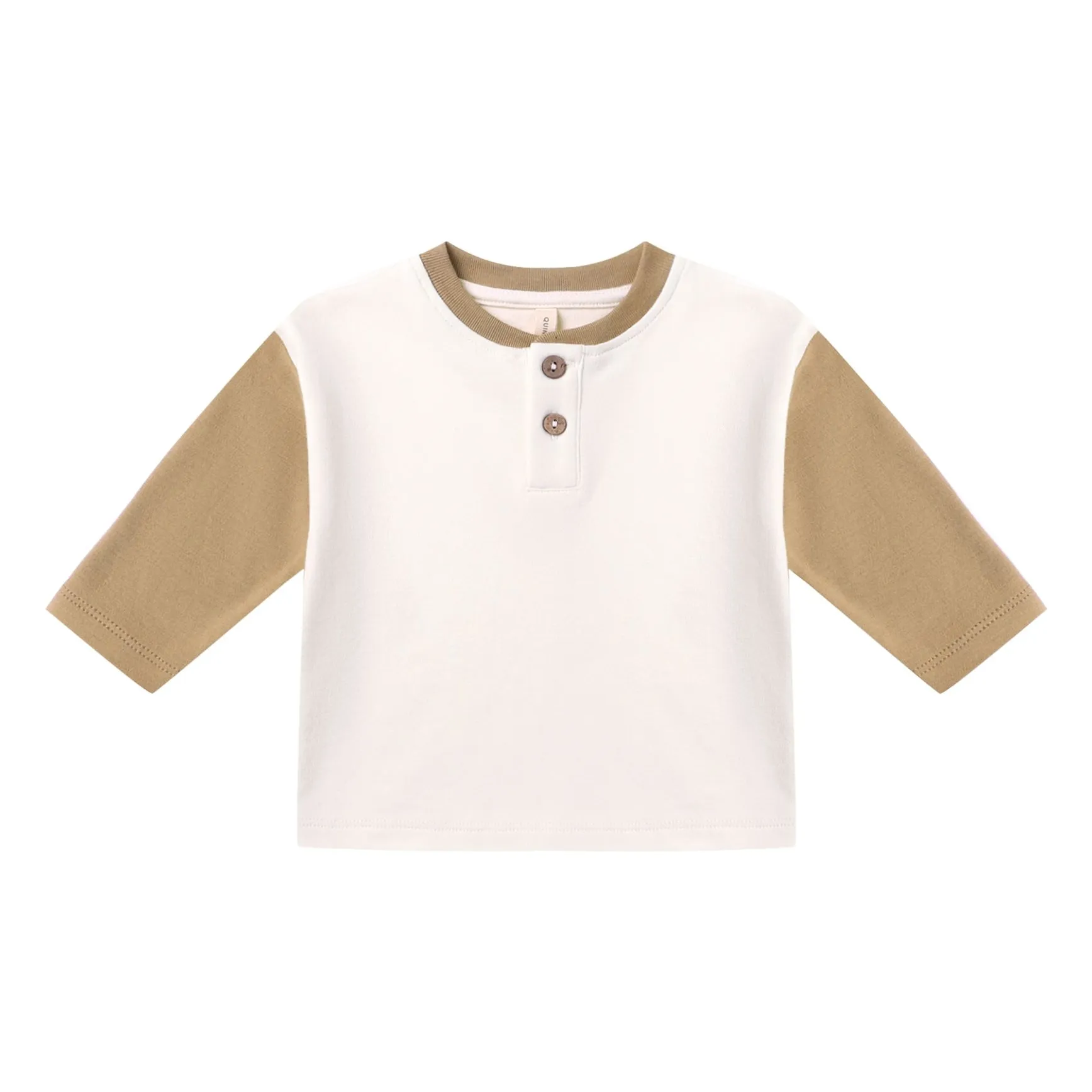 Quincy Mae Ivory Organic Cotton Henley T-Shirt