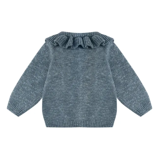 Organic Knit Cardigan | Grey blue