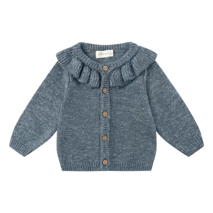 Organic Knit Cardigan | Grey blue- Product image n°0