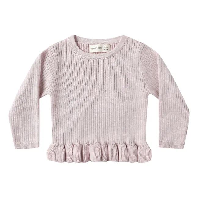 T-shirt Peplum Maille Côtelée Bio | 	Lilas