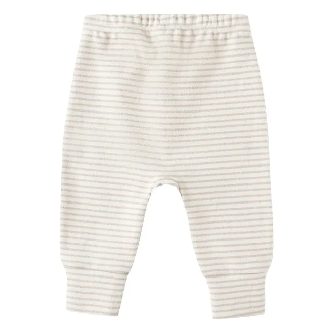 Jogger Rayures Maille Bio | Grège