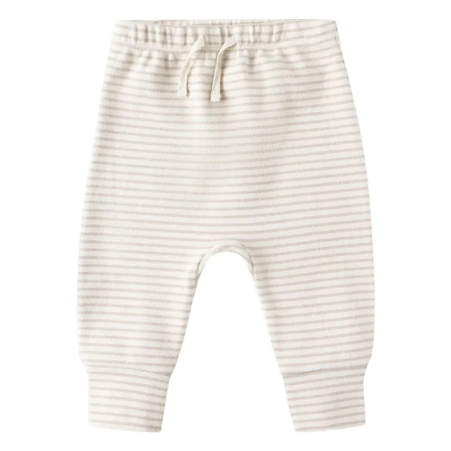 Jogger Rayures Maille Bio | Grège