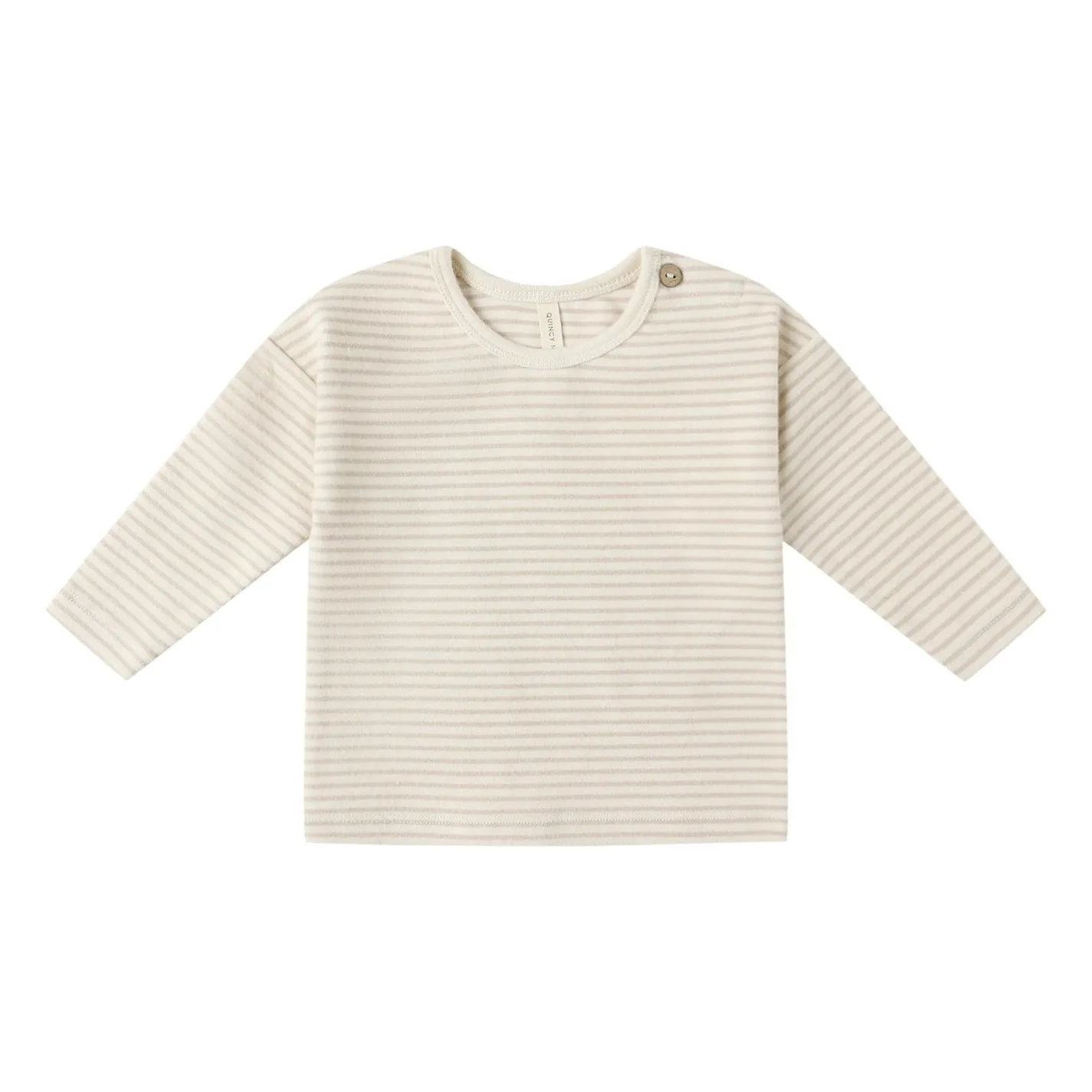 Quincy Mae Oatmeal Striped Organic Knit T-Shirt