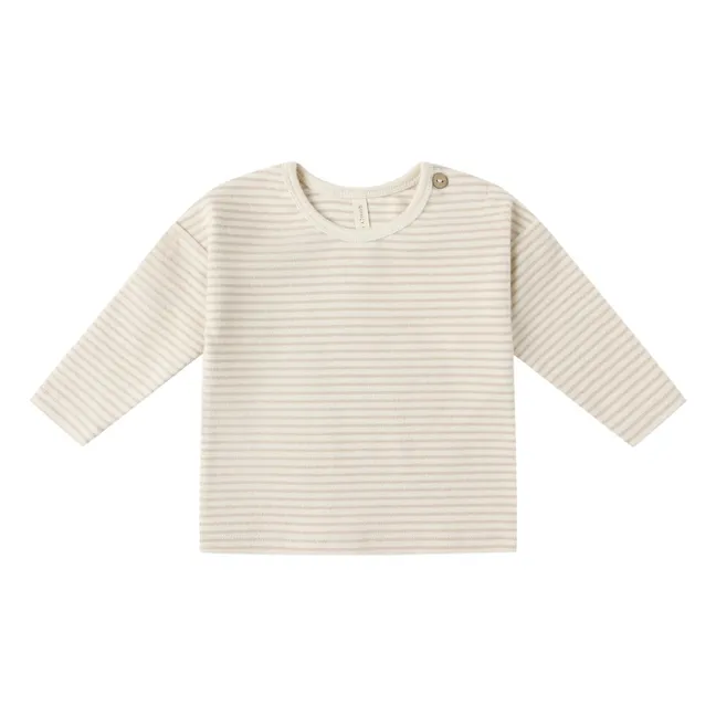 Striped organic knit T-shirt | Oatmeal