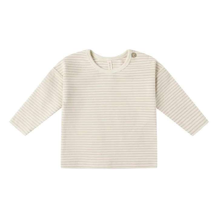 T-shirt Rayures Maille Bio | Grège- Image produit n°0