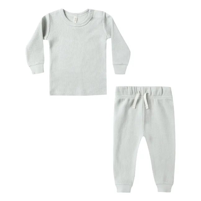 Waffle Organic Cotton T-shirt and Jogger Set | Light Blue