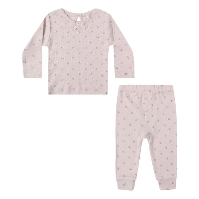 Pointelle Organic Cotton T-shirt and Legging Set | Lilac