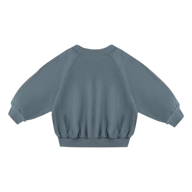 Pointelle organic cotton sweatshirt | Grey blue