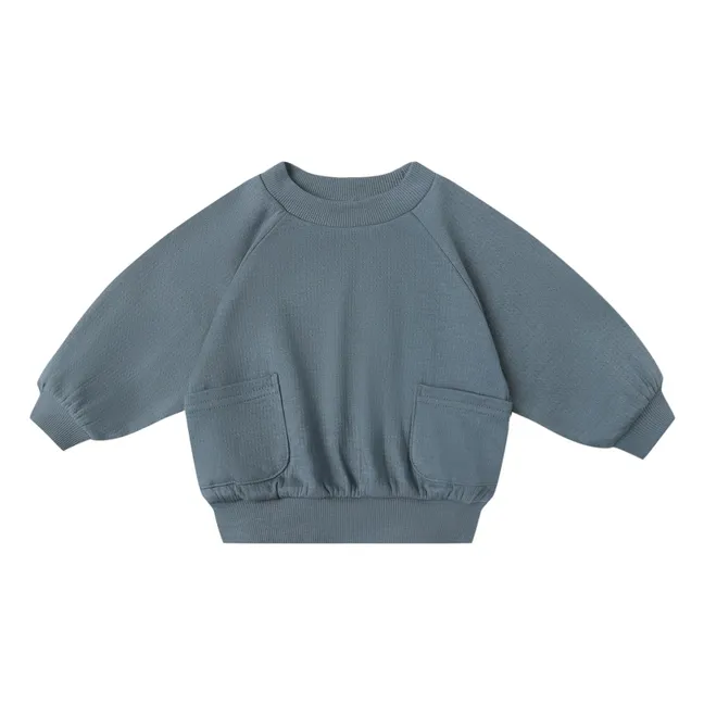 Sweat Pointelle Coton Bio | Bleu gris