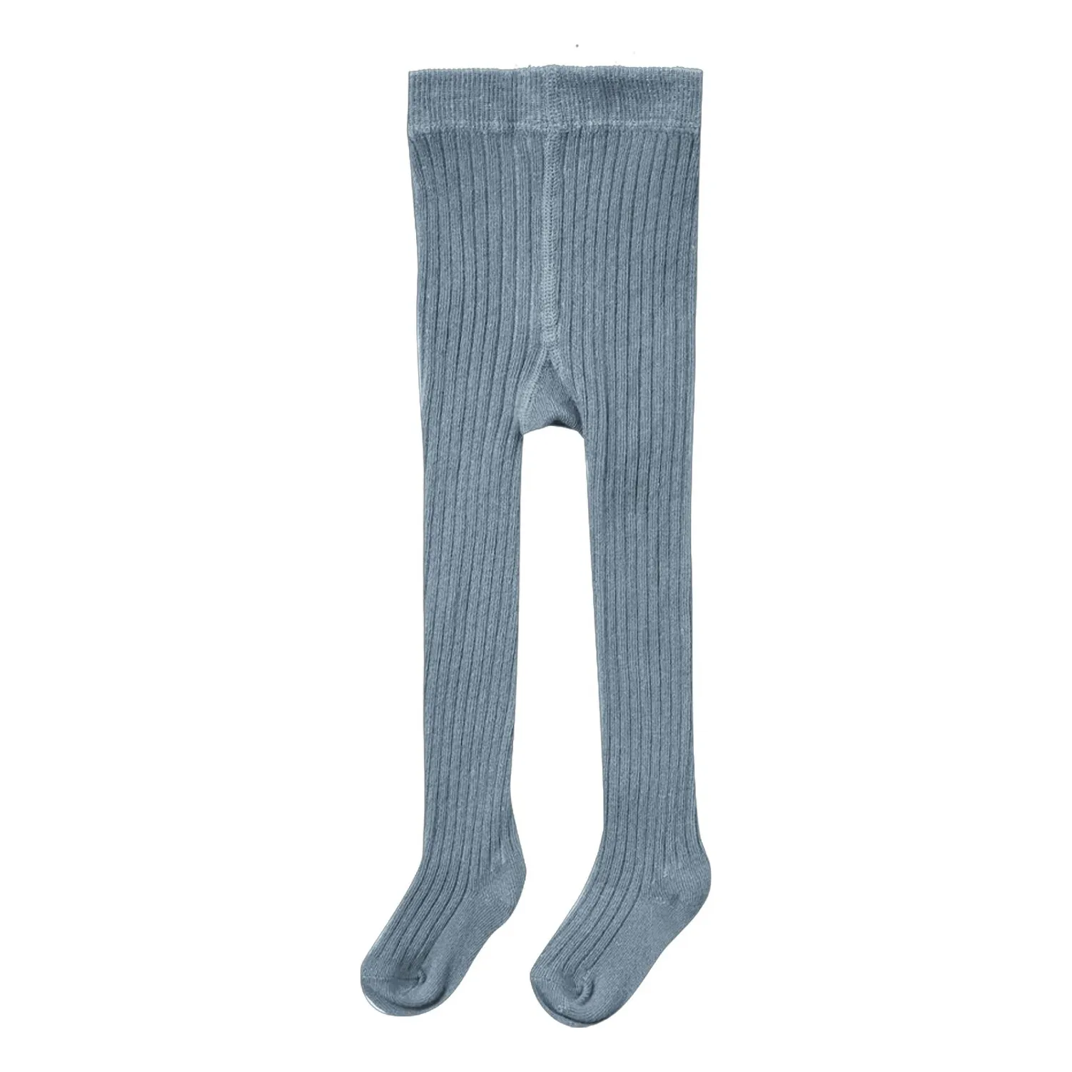 Quincy Mae Grey Blue Ribbed Organic Cotton Tights