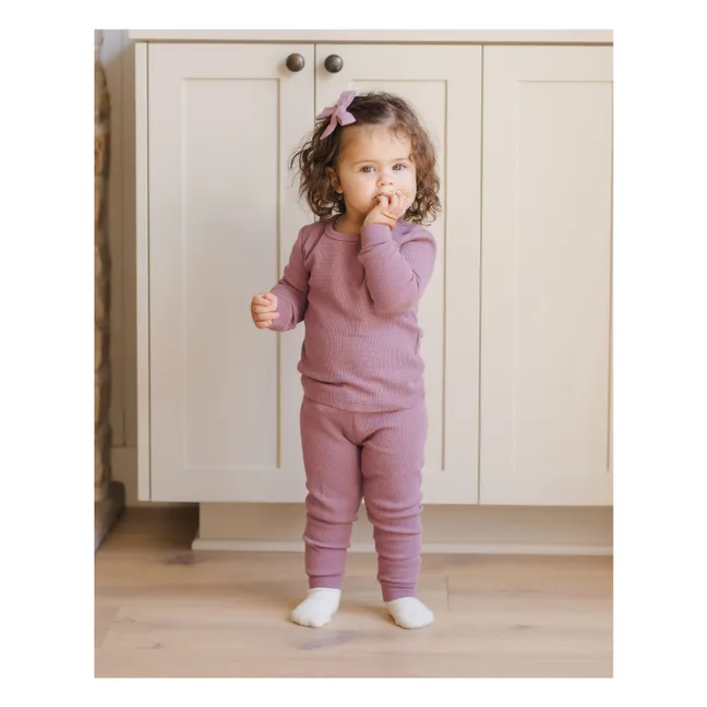 Conjunto de camiseta y jogger de algodón orgánico Waffle | Magenta