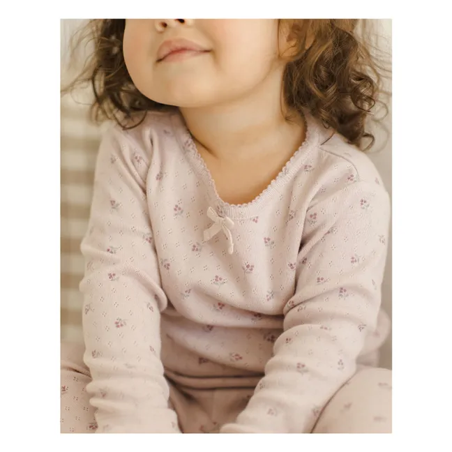 Conjunto de camiseta y legging de algodón orgánico Pointelle | Lila