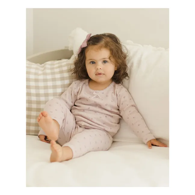 Ensemble T-shirt et Legging Pointelle Coton Bio | 	Lilas