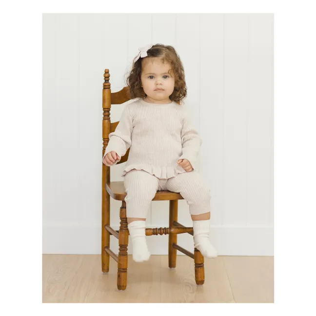 Peplum organic rib knit T-shirt | Oatmeal