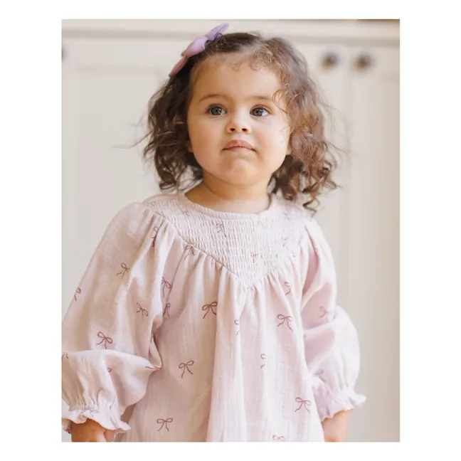 Robe Nœuds Gaze de Coton Bio | 	Lilas