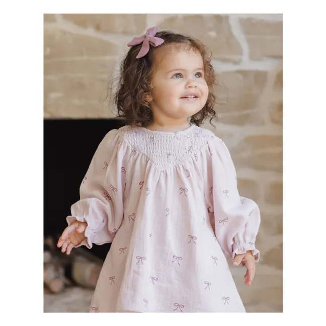 Robe Nœuds Gaze de Coton Bio | 	Lilas