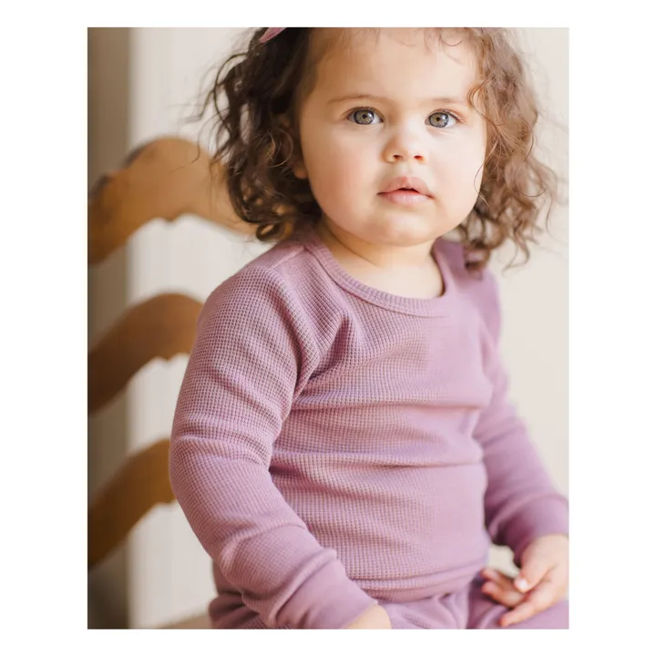 Ensemble T-shirt et Jogger Waffle Coton Bio | Magenta- Image produit n°3