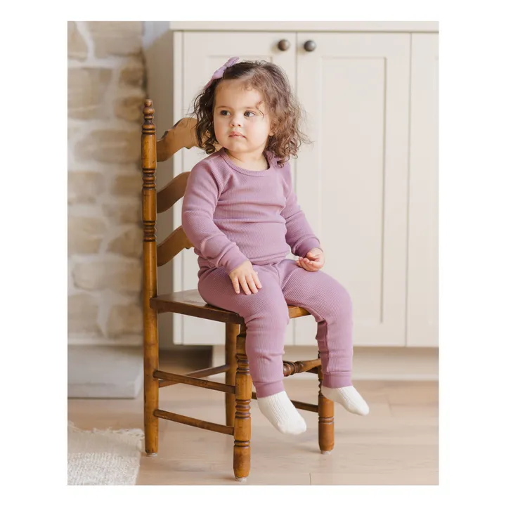 Ensemble T-shirt et Jogger Waffle Coton Bio | Magenta- Image produit n°2