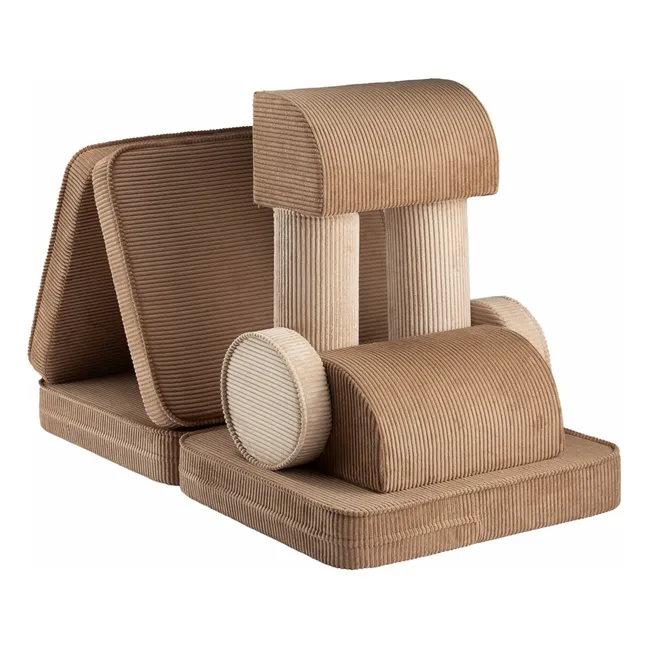 Canapé modulable en velours côtelé | Marron