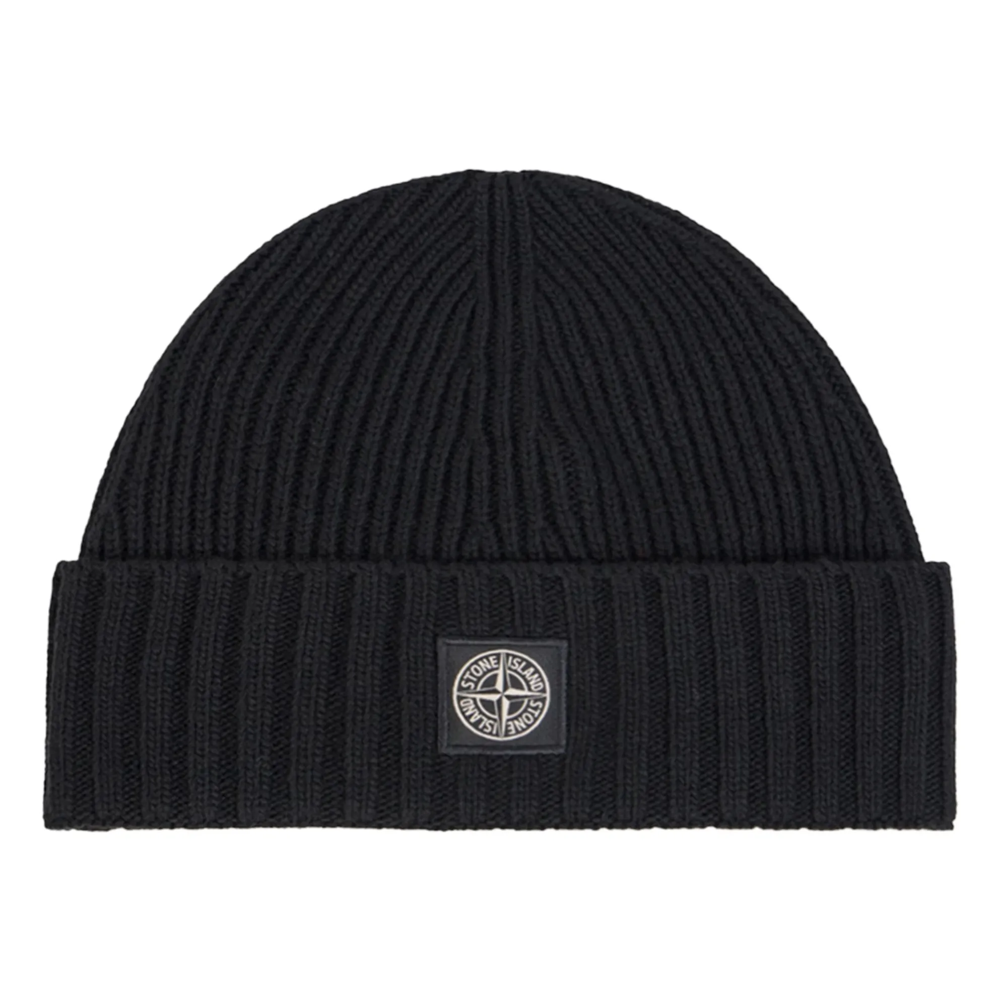 Stone Island Black Logo Wool Beanie