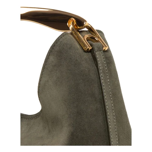 Kleine Bumerang-Tasche Körniges Leder | Khaki