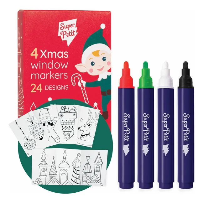 Set de 4 marcadores de ventana con motivos navideños