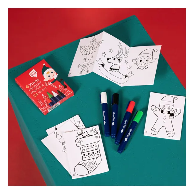 Set de 4 marcadores de ventana con motivos navideños