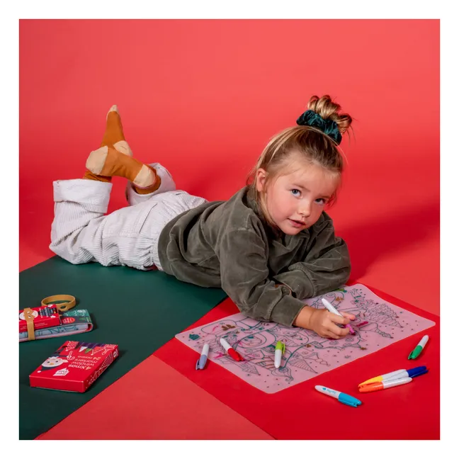 Christmas Village coloring set with 5 markers