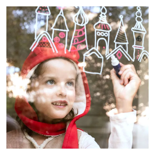 Coffret de 4 feutres pour vitres avec modèles de Noël