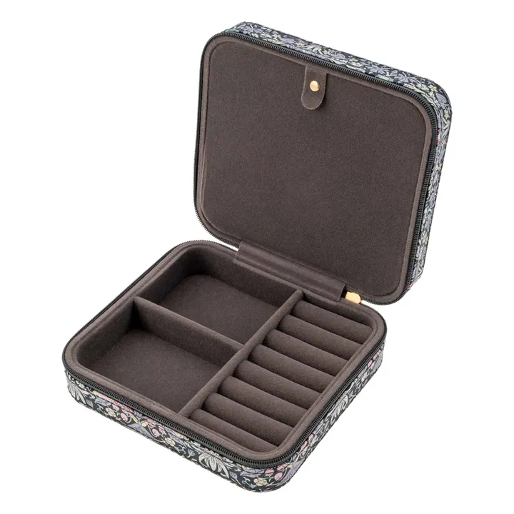 Caja de joyería cuadrada MW Liberty Strawberry Thief | Negro- Imagen del producto n°1