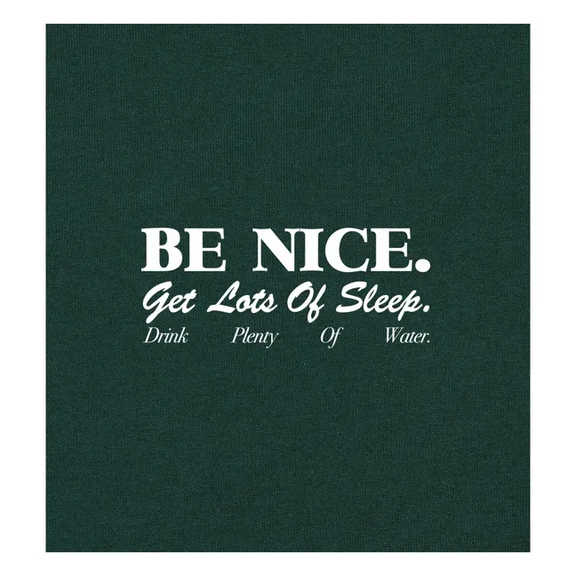 Camiseta Be Nice de algodón reciclado | Verde Oscuro