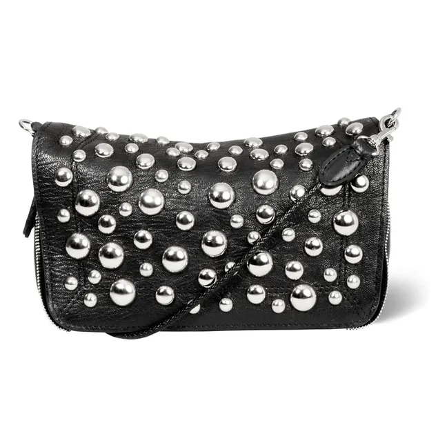 Borsa Bobi S Chèvre Grainé Argento | Nero