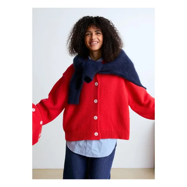 Emma Merino Wool and Cashmere Cardigan | Red