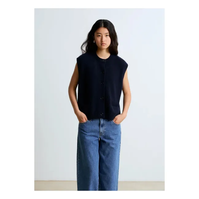 Gilet Margaux senza maniche in lana merino e cashmere | Blu marino