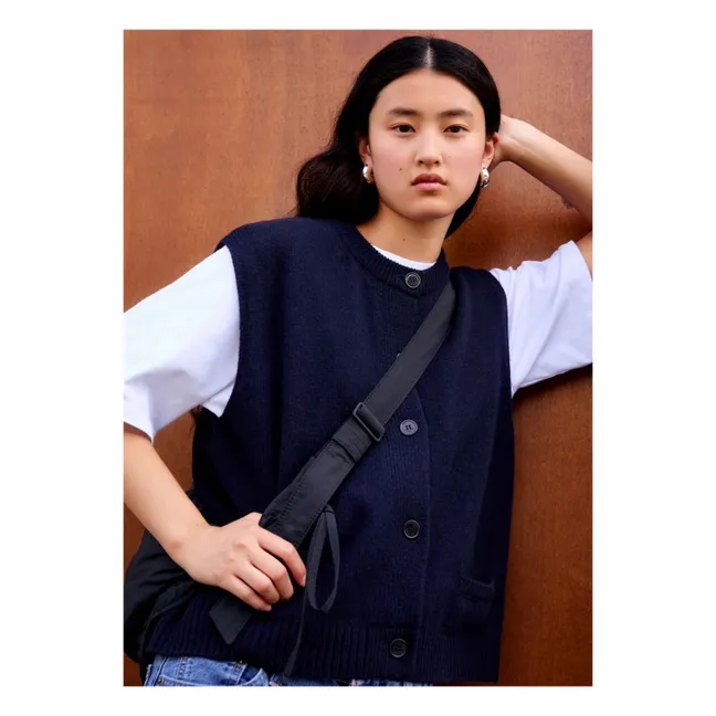 Margaux Sleeveless Merino Wool and Cashmere Vest | Navy blue
