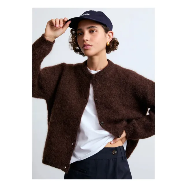 Strickjacke Olivia Super Kid Mohair | Schokoladenbraun