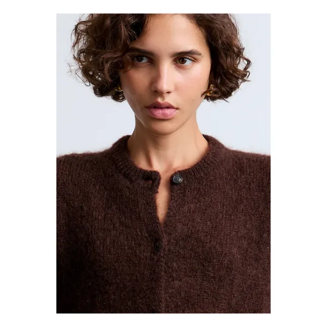 Strickjacke Olivia Super Kid Mohair | Schokoladenbraun