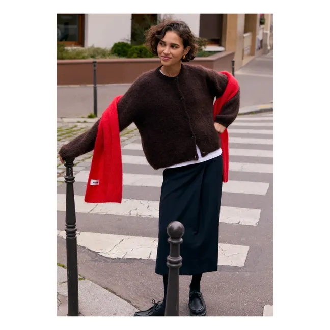 Strickjacke Olivia Super Kid Mohair | Schokoladenbraun