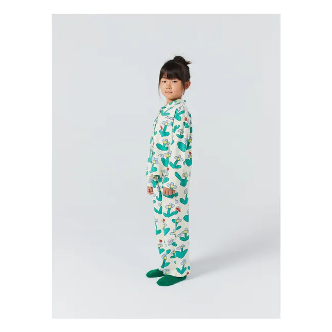 Pyjama Fleuri Coton Bio | Ecru