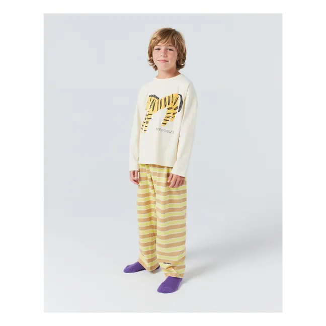 Pyjama Rayé Zèbre Coton Bio | Jaune moutarde