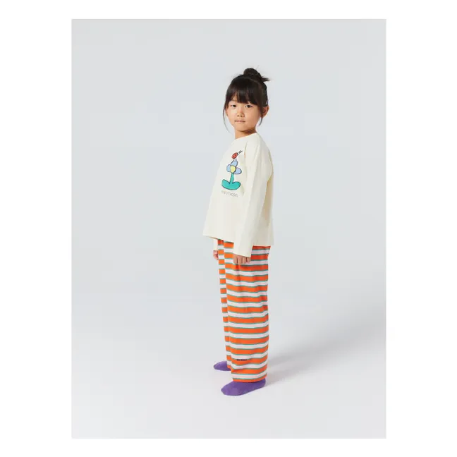 Pyjama Rayé Fleur Coton Bio | Rouge