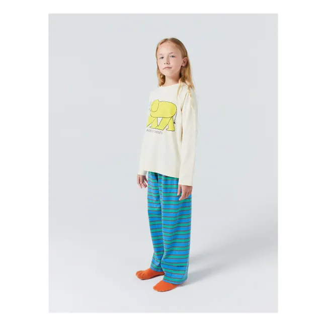 Pyjama Rayé Eléphant Coton Bio | Bleu
